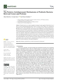 The Putative Antidepressant Mechanisms of Probiotic Bacteria: Relevant Genes and Proteins