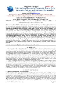 Voice Controlled Home Automation Akshay Mewada, Ayush Mishra, Manoj Gupta, Rahul Dash, Prof