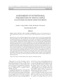 Assessment of Nutritional Parameters of Native Apple
