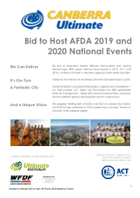Bid to Host AFDA 2019 and 2020 National Events