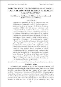 Critical Discourse Analysis of Blake's “AH SUN-FLOWER!”
