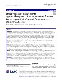 Effectiveness of Disinfectants Against the Spread of Tobamoviruses