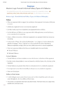 Western Logic Formal & Informal Fallacy Types of 6 Fallacies