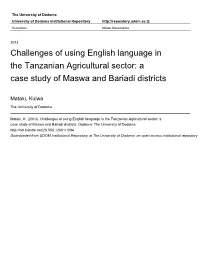 A Case Study of Maswa and Bariadi Districts