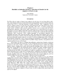 Chapter 6 Disability As Embodied Memory? Questions of Identity for the Amputees of Sierra Leone