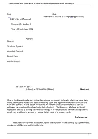 Compression and Replication of Device Files Using Deduplication Technique
