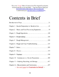 Contents in Brief Introduction to Pizza