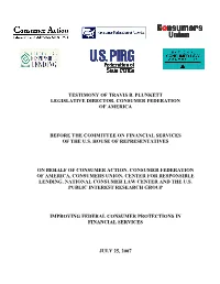 Improving Federal Consumer Protections in Financial Services