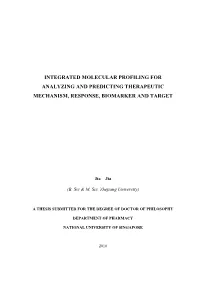 Integrated Molecular Profiling for Analyzing and Predicting Therapeutic Mechanism, Response, Biomarker and Target