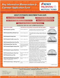 Key Information Memorandum & Common Application