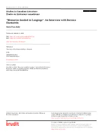 “Memories Seeded in Longings”: an Interview with Bernice Eisenstein Ruth Panofsky