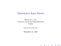 Optimization Basic Results