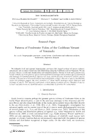 Patterns of Freshwater Fishes of the Caribbean Versant of Venezuela