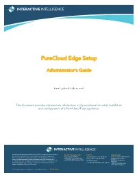 Purecloud Edge Setup