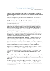 Technology Cannot Replace Pilots Capt