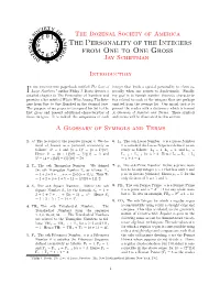 The Personality of the Integers from One to One Gross