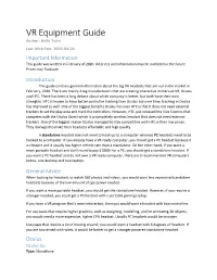 VR Equipment Guide (PDF)