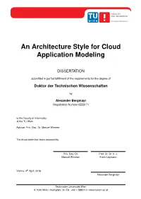 An Architecture Style for Cloud Application Modeling