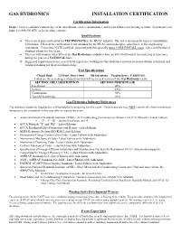 Gas Hydronics Installation Certification