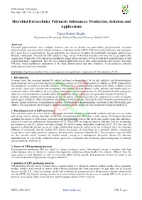 Microbial Extracellular Polymeric Substances: Production, Isolation and Applications