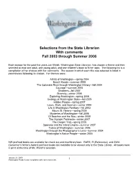 Selections from the State Librarian with Comments Fall 2003 Through Summer 2008