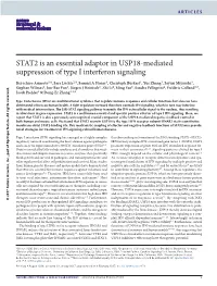 STAT2 Is an Essential Adaptor in USP18-Mediated Suppression of Type I Interferon Signaling