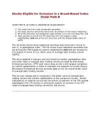 Stocks Eligible for Inclusion in a Broad-Based Index Under Path B