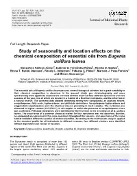 Study of Seasonality and Location Effects on the Chemical Composition of Essential Oils from Eugenia Uniflora Leaves