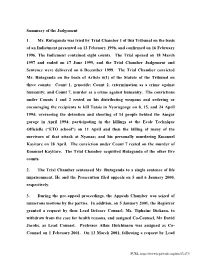 Summary of the Judgement 1. Mr. Rutaganda Was Tried by Trial