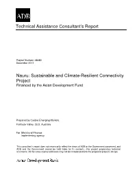 Technical Assistance Consultant's Report Nauru: Sustainable and Climate-Resilient Connectivity Project