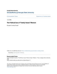 The Political Use of "Family Values" Rhetoric