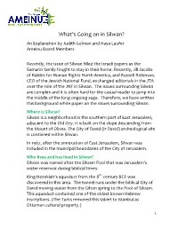 What's Going on in Silwan?