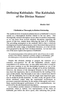 Defining Kabbalah: the Kabbalah of the Divine Names*