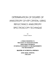 Determination of Degree of Anisotropy of Ktp Crystal Using Reflectance Anisotropy Spectroscopy Technique