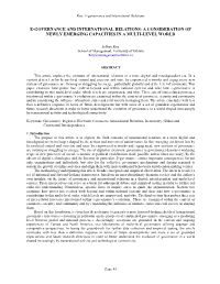 E-Governance and International Relations: a Consideration of Newly Emerging Capacities in a Multi-Level World