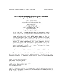 Internet and Social Media in European Minority Languages: Analysis of the Digitalization Process