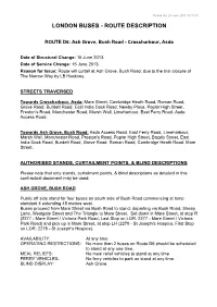 London Buses - Route Description