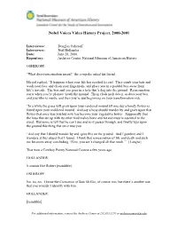Nobel Voices Video History Project, 2000-2001