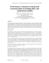 Performance Evaluation of Integrated Treatment Plant of Trickling Filter and Constructed Wetland