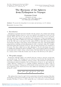 The Harmony of the Spheres from Pythagoras to Voyager
