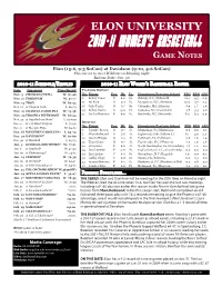 2010-11 WOMEN's BASKETBALL Game Notes