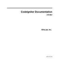 Codeigniter Documentation 3.0-Dev