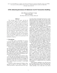 IOTA: Detecting Erroneous I/O Behavior Via I/O Transaction Auditing