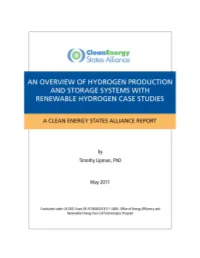 Summary of Hydrogen Production and Storage Systems