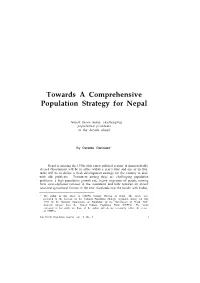 Towards a Comprehensive Population Strategy for Nepal
