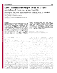 Epha1 Interacts with Integrin-Linked Kinase and Regulates Cell Morphology and Motility