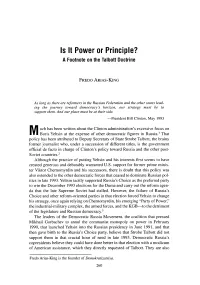 Is It Power Or Princiiple? a Footnote on the Talbott Doctrine
