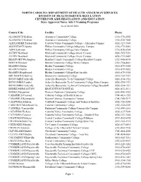 NC DHSR HCPR: State-Approved Nurse Aide I Training Programs