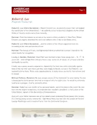 Robert E. Lee Program Transcript