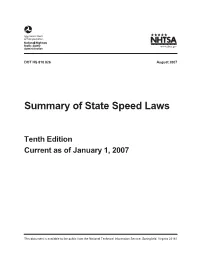 Summary of State Speed Laws
